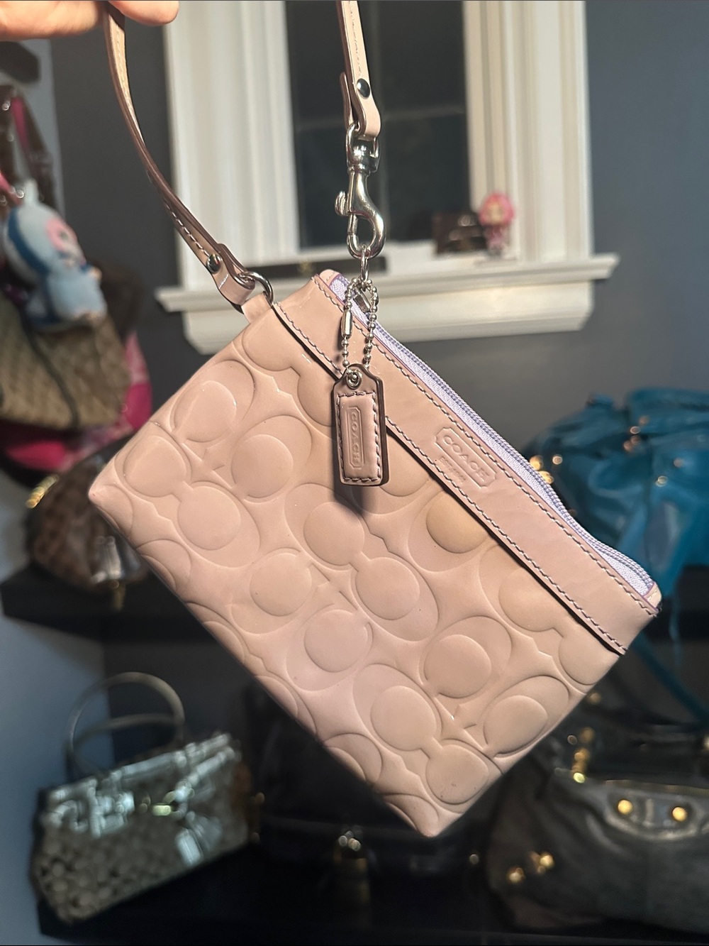 Coach grey Signature Wristlet